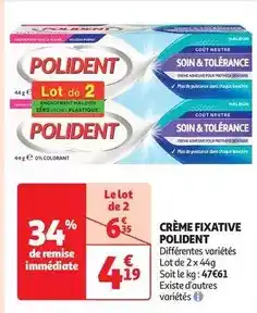 Auchan Supermarché Polident - crème fixative offre