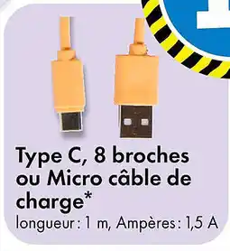 TEDi Type C, 8 broches ou Micro câble de charge offre