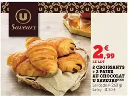 Hyper U U - 2 croissants + 2 pains au chocolat saveurs offre