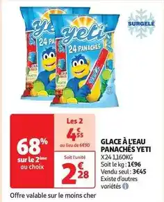 Auchan Yeti - glace à l'eau panachés offre
