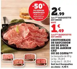 Hyper U Chiffonnade de saucisson ou de speck ou de jambon cru ou de coppa offre