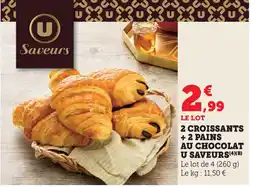 Hyper U U SAVEURS 2 croissants + 2 pains au chocolat offre