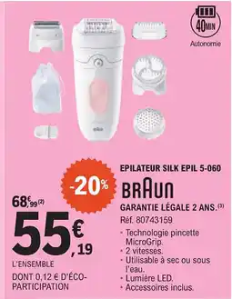 E.Leclerc BRAUN Epilateur silk epil 5-060 offre