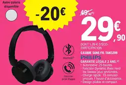 E.Leclerc PHILIPS Casque sans fil tah3209 offre