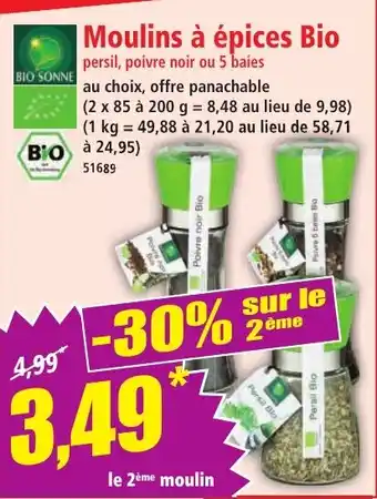 Norma BIO SONNE Moulins à épices bio offre