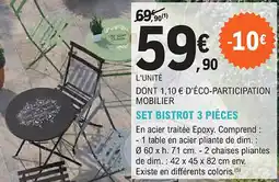 E.Leclerc Jardi Set bistrot 3 pièces offre