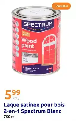 Action Finish - laque satinée pour bois 2-en-1 spectrum blanc offre