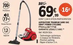 E.Leclerc ROWENTA Aspirateur traineau sans sac swift power cyclonic offre