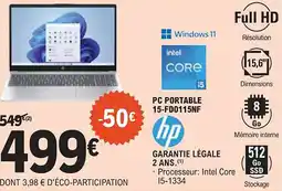 E.Leclerc HP Pc portable 15-fd0115nf offre