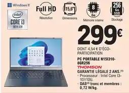 E.Leclerc THOMSON Pc portable n151310- 8gr256 offre