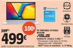 E.Leclerc ASUS Pc portable s1704za- bx453w offre