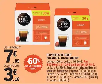 E.Leclerc "NESCAFÉ DOLCE GUSTO" Capsules de café offre