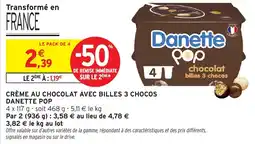 Intermarché Express Crème au chocolat avec billes 3 chocos danette pop offre