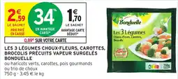 Intermarché Express Les 3 légumes choux-fleurs, carottes, brocolis précuits vapeur surgelés bonduelle offre