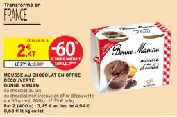Intermarché Express Mousse au chocolat en offre découverte bonne maman offre
