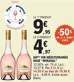 E.Leclerc "MIRAVAL" Igp vin méditerranée rosé offre