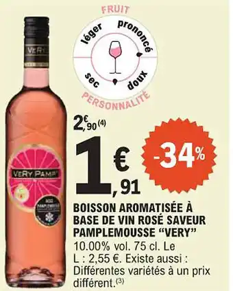 E.Leclerc "VERY" Boisson aromatisée à base de vin rosé saveur pamplemousse offre