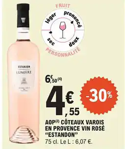 E.Leclerc "ESTANDON" Aop côteaux varois en provence vin rosé offre