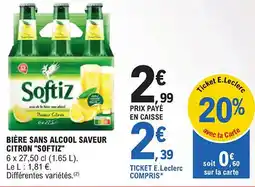 E.Leclerc "SOFTIZ" Bière sans alcool saveur citron offre
