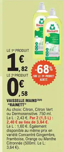 E.Leclerc "RAINETT" Vaisselle mains offre