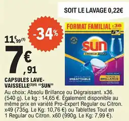 E.Leclerc "SUN" Capsules lave- vaisselle offre
