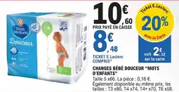E.Leclerc "MOTS D'ENFANTS" Changes bébé douceur offre