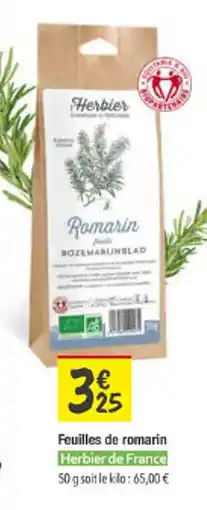 Les Comptoirs de la Bio HERBIER DE FRANCE Feuilles de romarin offre