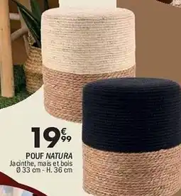 La Foir'Fouille Pouf natura jacinthe, mais et bois 033 cm h. 36 cm offre