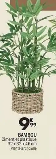 La Foir'Fouille Bambou Ciment et plastique 32 x 32 x 46 cm Plante artificielle offre
