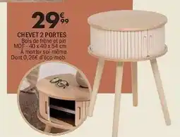 La Foir'Fouille Chevet 2 portes bois de frĂȘne et pin offre