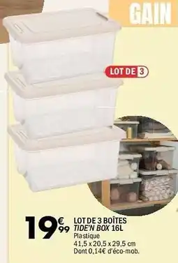 La Foir'Fouille Lot de 3 boîtes tide'n box offre