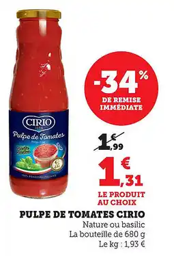Maximarché Pulpe de tomates cirio offre