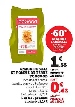 Maximarché Snack de soja et pomme de terre toogood offre
