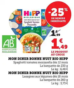 Maximarché Mon diner bonne nuit bio hipp offre