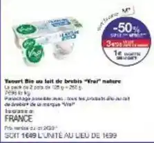Monoprix U - yaourt bio au lait de brebis offre