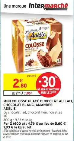 Intermarché Adélie - mini colosse glacé chocolat au lait, chocolat blanc,amandes offre