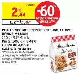 Intermarché Bonne maman - petits cookies pépites chocolat x22 offre