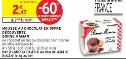 Intermarché Bonne maman - mousse au chocolat en offre decouverte offre