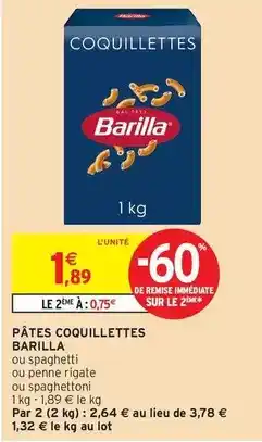 Intermarché Barilla - pâtes coquillettes offre