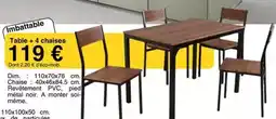 KREABEL Table + 4 chaise offre