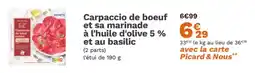 Picard Picard - carpaccio de boeuf et sa marinade à l'huile d'olive 5 % et au basilic offre