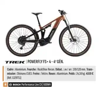 Culture Vélo Trek - powerfly fs+ 4 - 4e gen offre