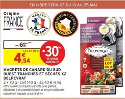 Intermarché Contact DELPEYRAT Magrets de canard du sud ouest tranchés et séchés x2 offre