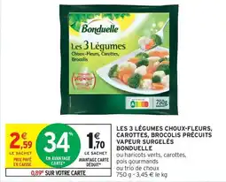 Intermarché Contact BONDUELLE Les 3 légumes choux-fleurs, carottes, brocolis précuits vapeur surgelés offre