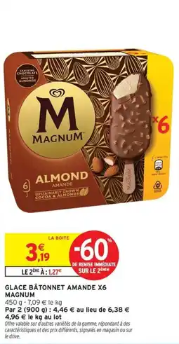 Intermarché Contact MAGNUM Glace bâtonnet amande x6 offre