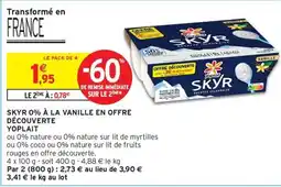 Intermarché Contact YOPLAIT Skyr 0% à la vanille en offre découverte offre
