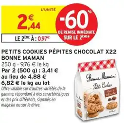 Intermarché Contact BONNE MAMAN Petits cookies pépites chocolat x22 offre