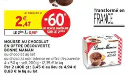 Intermarché Contact BONNE MAMAN Mousse au chocolat en offre découverte offre