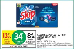 Intermarché Contact SKIP Lessive capsules tout en 1 active clean x38 offre