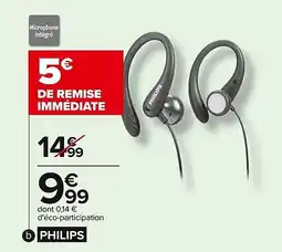 Carrefour PHILIPS Ecouteurs sport intra auriculaire offre